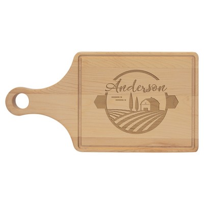 Maple Cutting Board Paddle Shape with Drip Ring, 13 1/2" x 7"