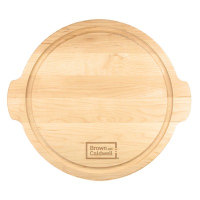 12" Maple Round Cutting Board w/ Juice Groove & Handles
