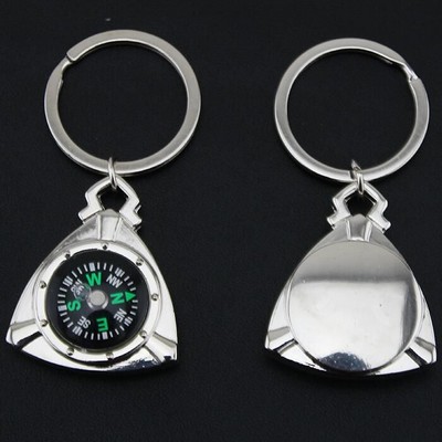 Triangle Metal Compass Keychain