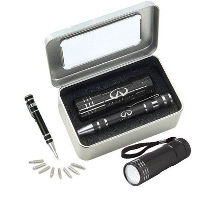 Gift Set With FL05 Stripe Flashlight & KM401 Screwdriver set Black