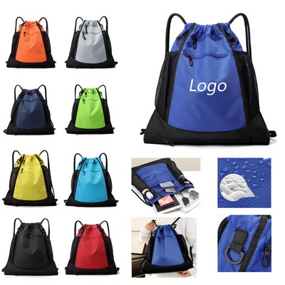 Drawstring Backpack With Large Front Mesh Pocket