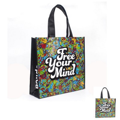 Custom Laminated Full Color Non Woven Fabric Shopping Promotion Tote Bag