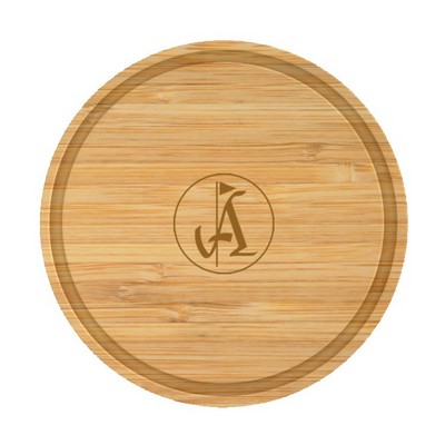 10.5" Round Bamboo Cutting Board Thick Style with Juice Groove