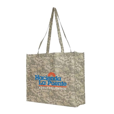 Recycled Non-Woven Polypropylene Large Digital Camo Tote Bag
