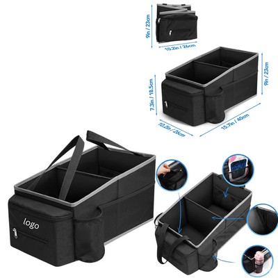 Heavy-Duty Collapsible Car Trunk Organizer with Mesh Pockets