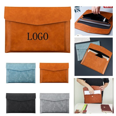 Professional PU Leather Portfolio Folder w/ Double Compartments