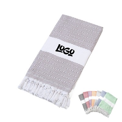 Custom Turkish Jacquard Beach Towel Quick Dry Sand Free
