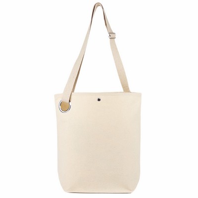 Blank Crossbody Commuter 11 oz Canvas Tote Bag | Daily Travel Grocery (15x15x5)