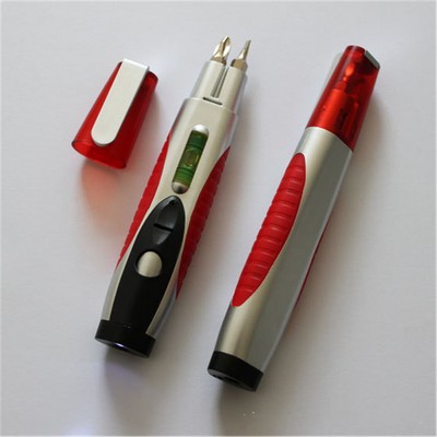 Pen Shape Mini Screwdriver Tool Kit With LED Light And Level-Meter