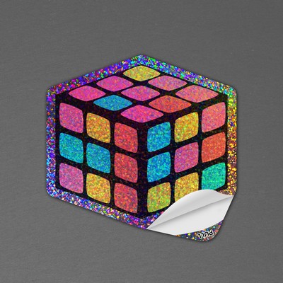 5" x 4" Vinyl Die Cut Glitter Sticker with pull tab 6mil