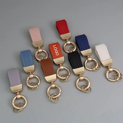PU Leather Keychain with Metal Clasp
