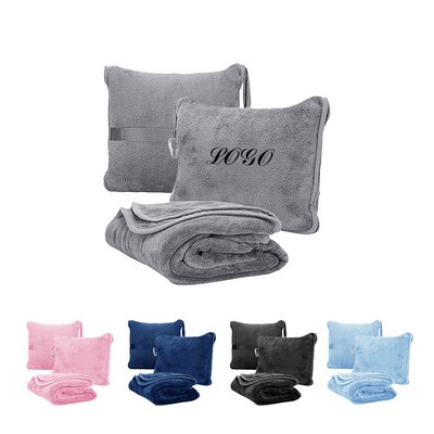 Cuddle Micro Plush Travel Blanket With Attachable Hood & Pillow Case