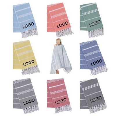 Turkish Sand Free Beach Towel Cotton Material Custom Color/Logo Embroidery/Hear Trasfer