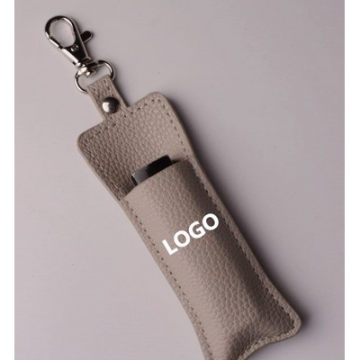 PU Leather Lip Balm Hoolder With Lobster Clip