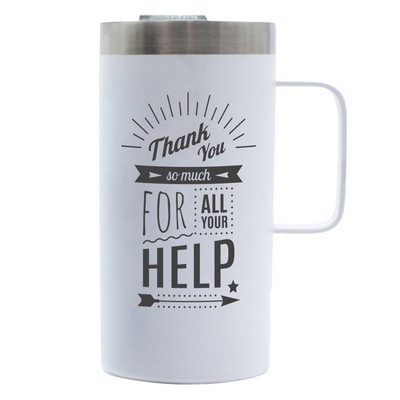 Glacier 20oz stainless steel double wall mug matte white with pushon lid