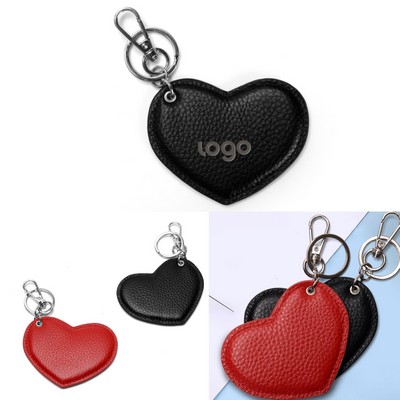 Pu Leather Heart-Shaped Keychain