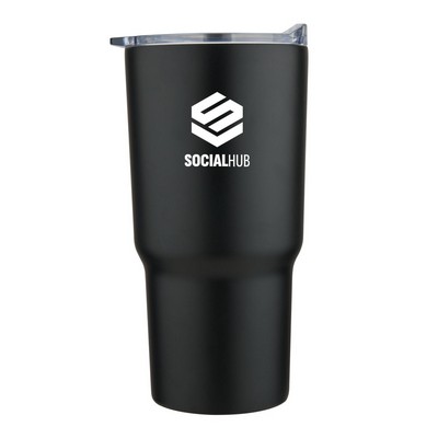 Minto 20oz double wall stainless steel mug with push on lid, black