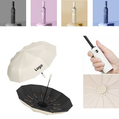 Automatic Windproof Pongee Folding Umbrella
