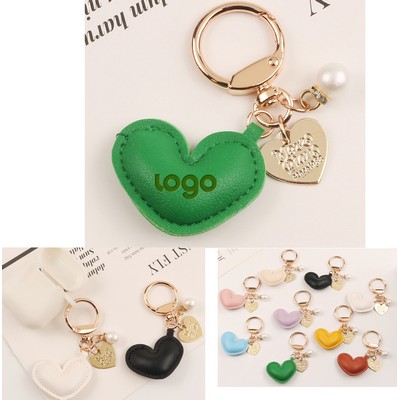 PU Leather Heart-Shaped Keychain