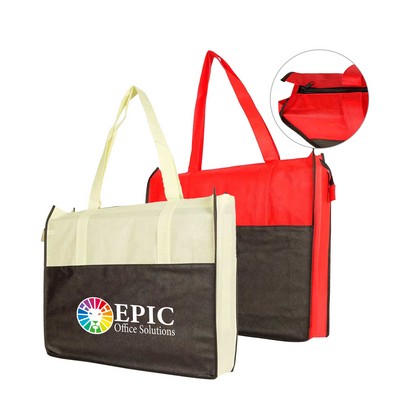 100g Two Tone Non-Woven Polypropylene Zippered Tote