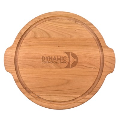 12" Cherry Round Cutting Board w/ Juice Groove & Handles