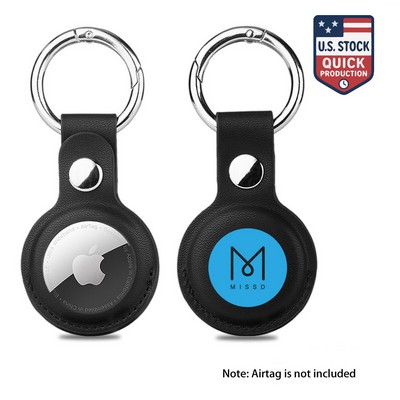 Protective PU Leather Case For Apple AirTag With Key Ring Attachment
