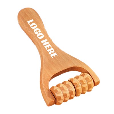 Handheld Dual Wheel Wooden Body Massager