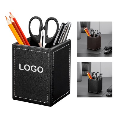 Leather Square Pen Holder Organizer