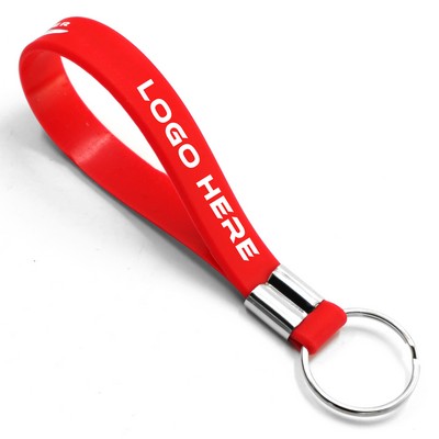 Screen Print Silicone Wristband Keychain
