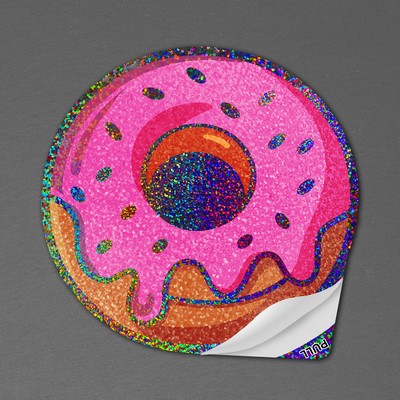 5" x 5" Vinyl Die Cut Glitter Sticker with pull tab 6mil